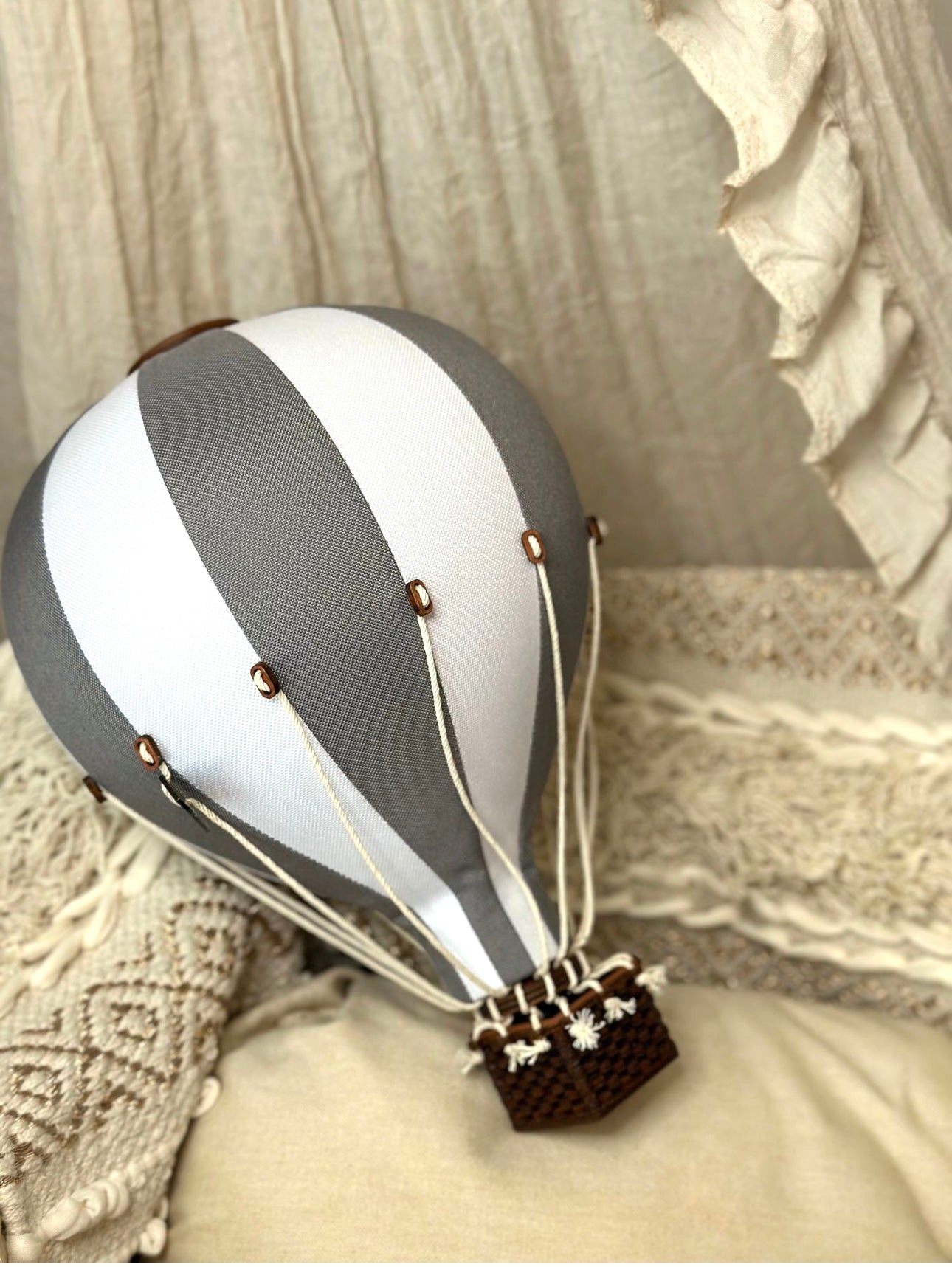 Hot Air Balloon Decorations for Baby Shower, Birthday, Gender Reveal & Baby Nursery Decor | Dark Grey